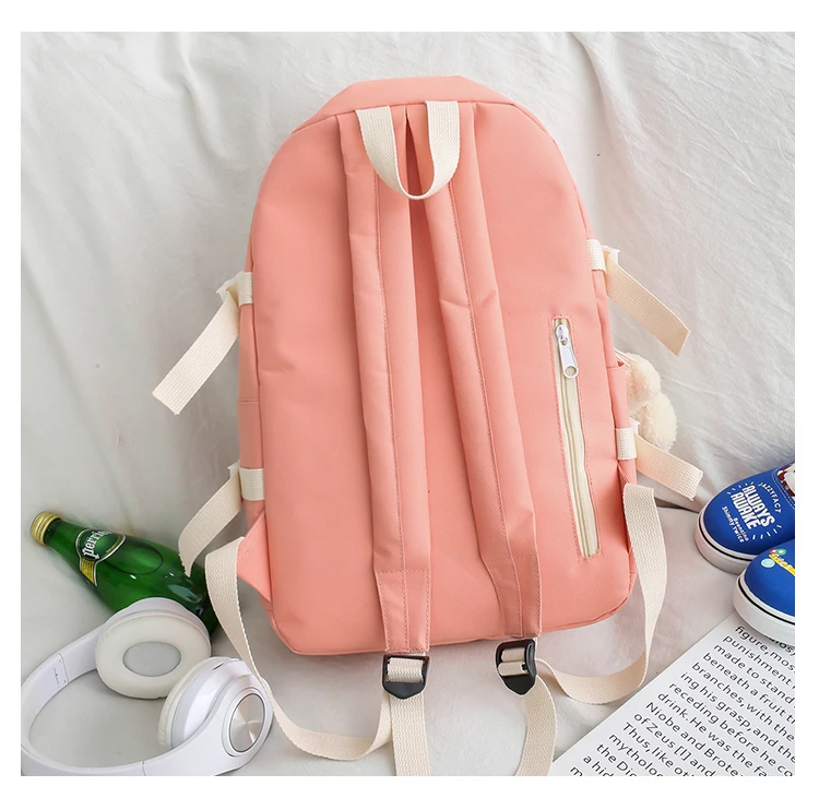 NEW 5 Piece Set backpacks fashion canvas kawaii female Korean Shoulder bag Casual College Students backpack School bag for girl