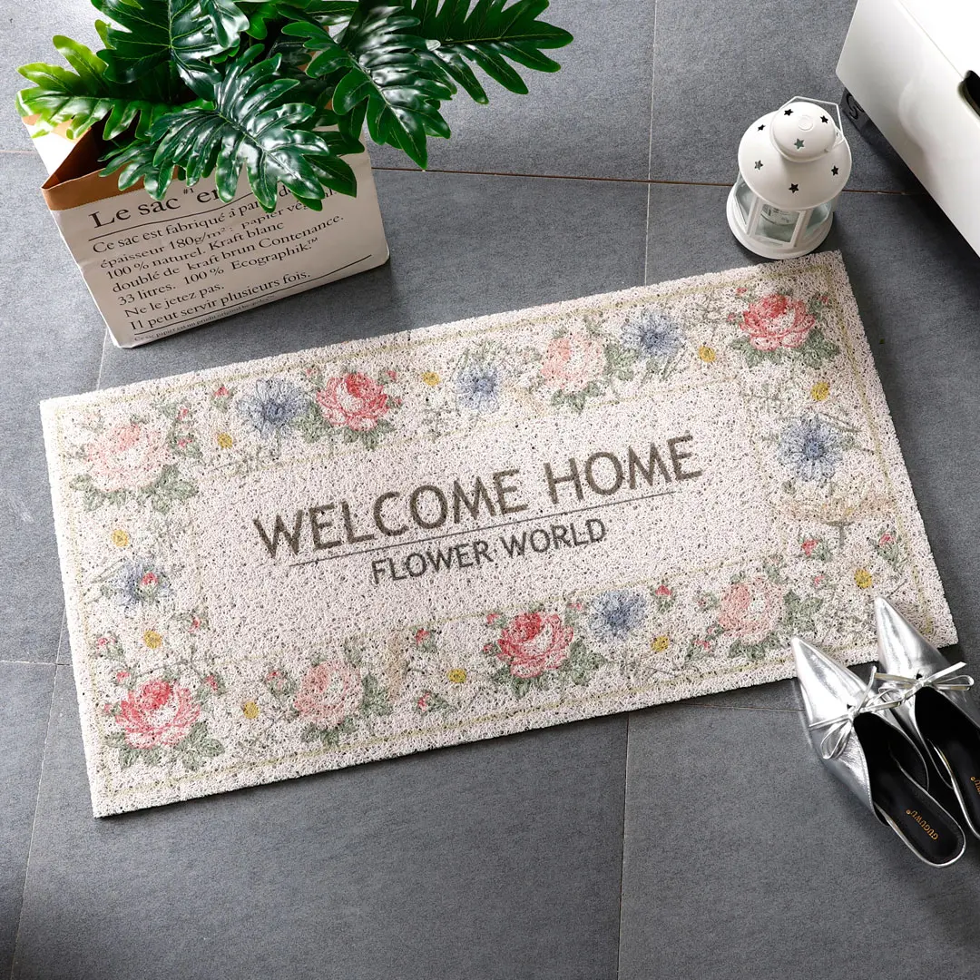 

American entrance mat semi-circular net red carpet silk ring entrance mat outdoor flower thickened foot mat can be customized
