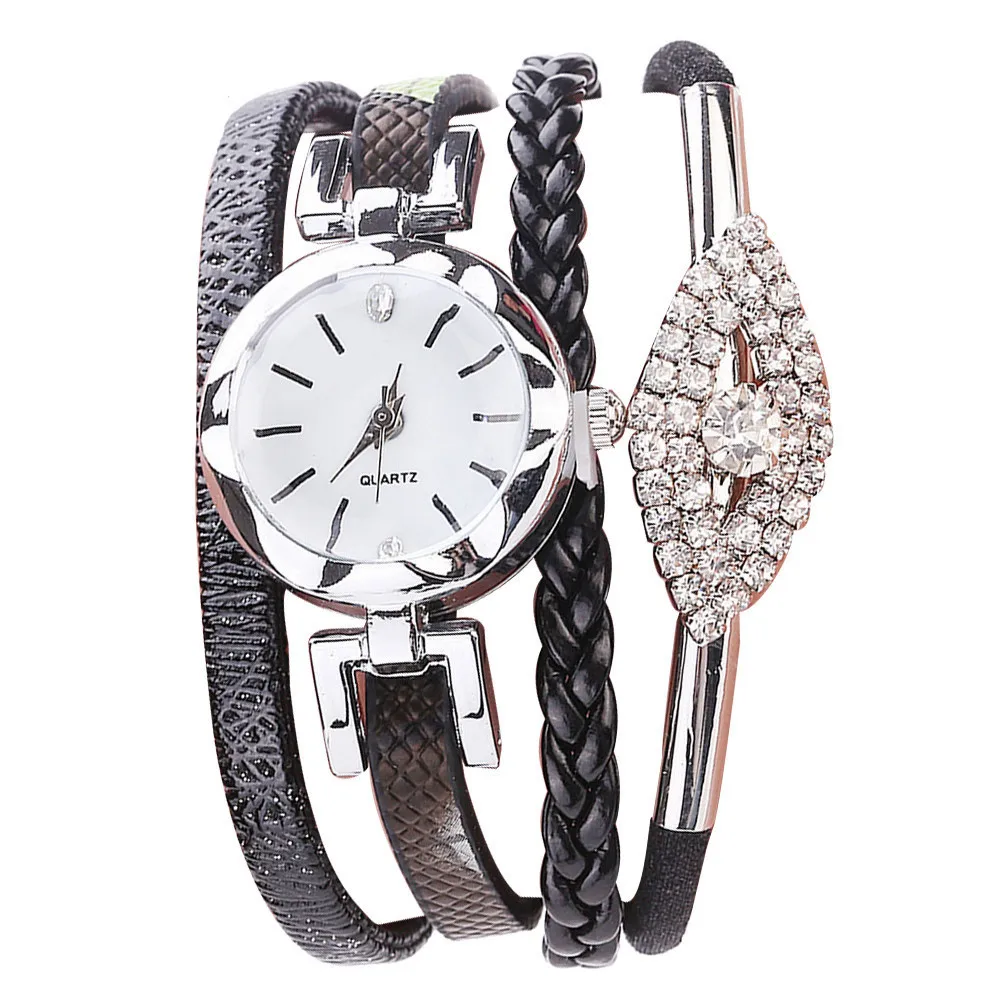 Women's Retro Woven Bracelet Watch Pu Wristband Analog Alloy Quartz Wrist With Crystal Montre Femme #SRN | Дом и сад