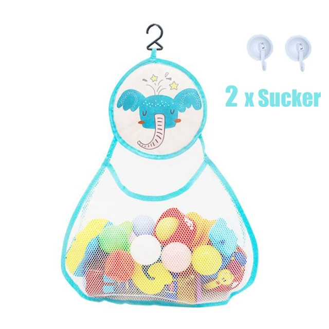 Baby Bath Toys Cute Duck Frog Mesh Net Toy Storage Bag Strong Suction Cups Bath Game Bag Bathroom Organizer Water Toys for Kids Elephant