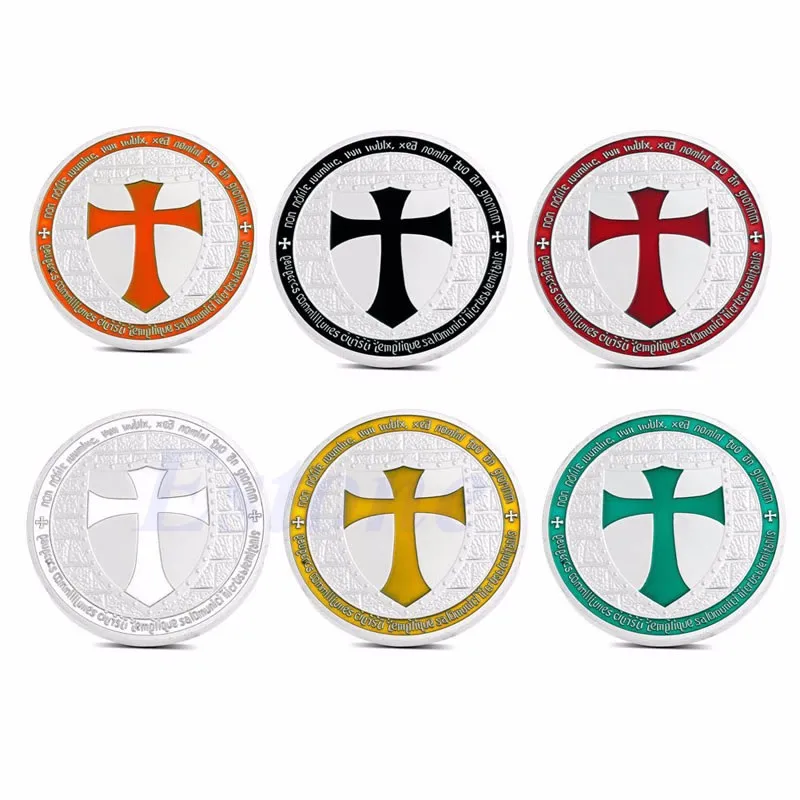 

1PC Silver Plated Knights Templar Europe Cross Token Souvenir Coin Collections