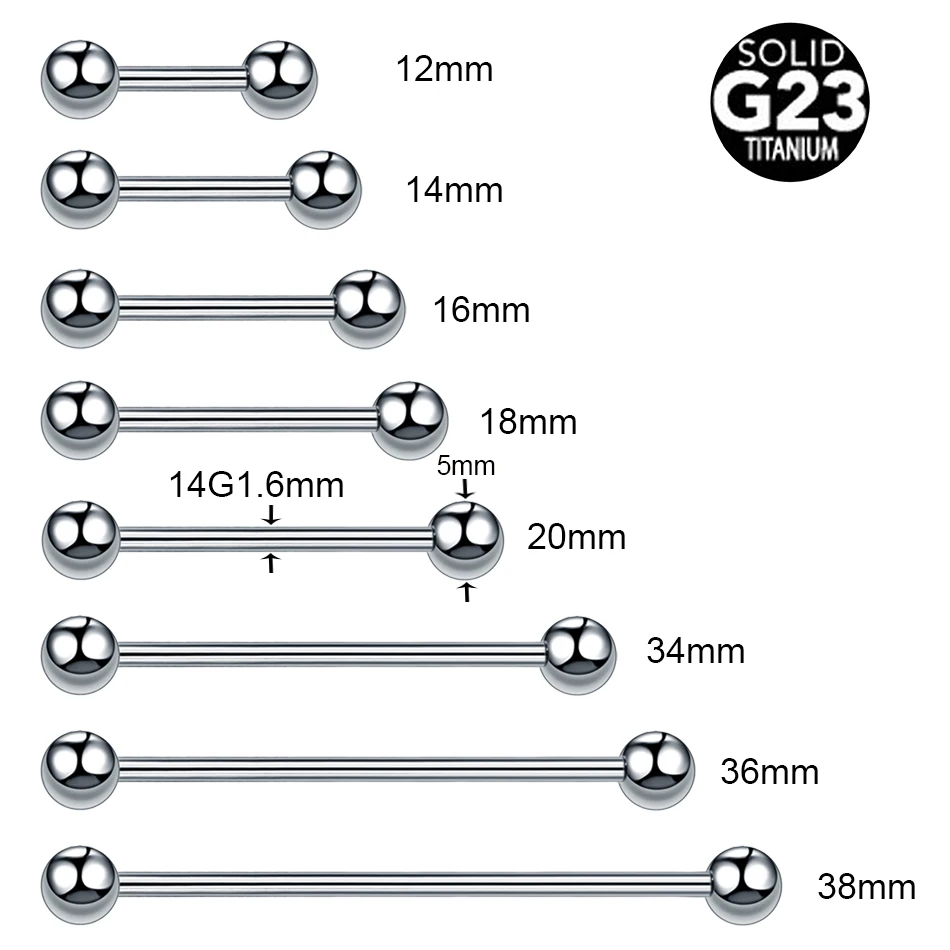 G23 Titanium Long Industrial Barbell Rings 14G Tongue Nipple Bar Piercings Ear Tragus Helix Ear Piercings Body Women Jewelry 1PC piercing jewelry ear piercing jewelry body piercing jewelry body jewelry
