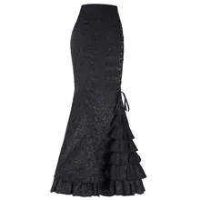 38# летняя Длинная женская юбка в стиле панк, ретро, винтажная длинная облегающая юбка с рюшами и рыбий хвост, Faldas Mujer Moda