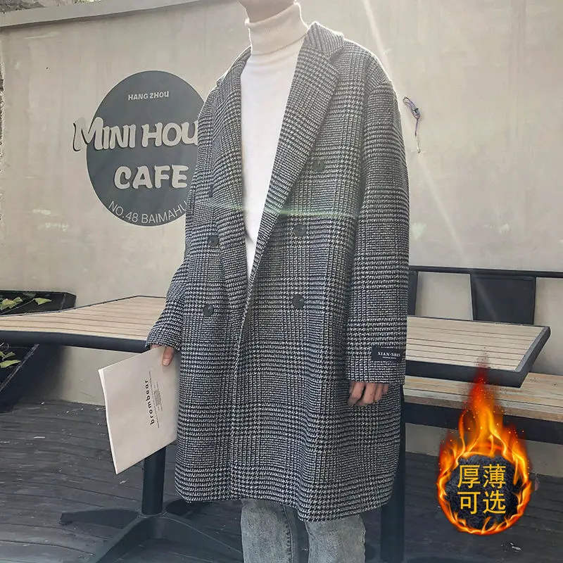 

Men's coat 2020 Autumn winter new slim solid color long sleeve coat loose casual lapel personality youth men's wear