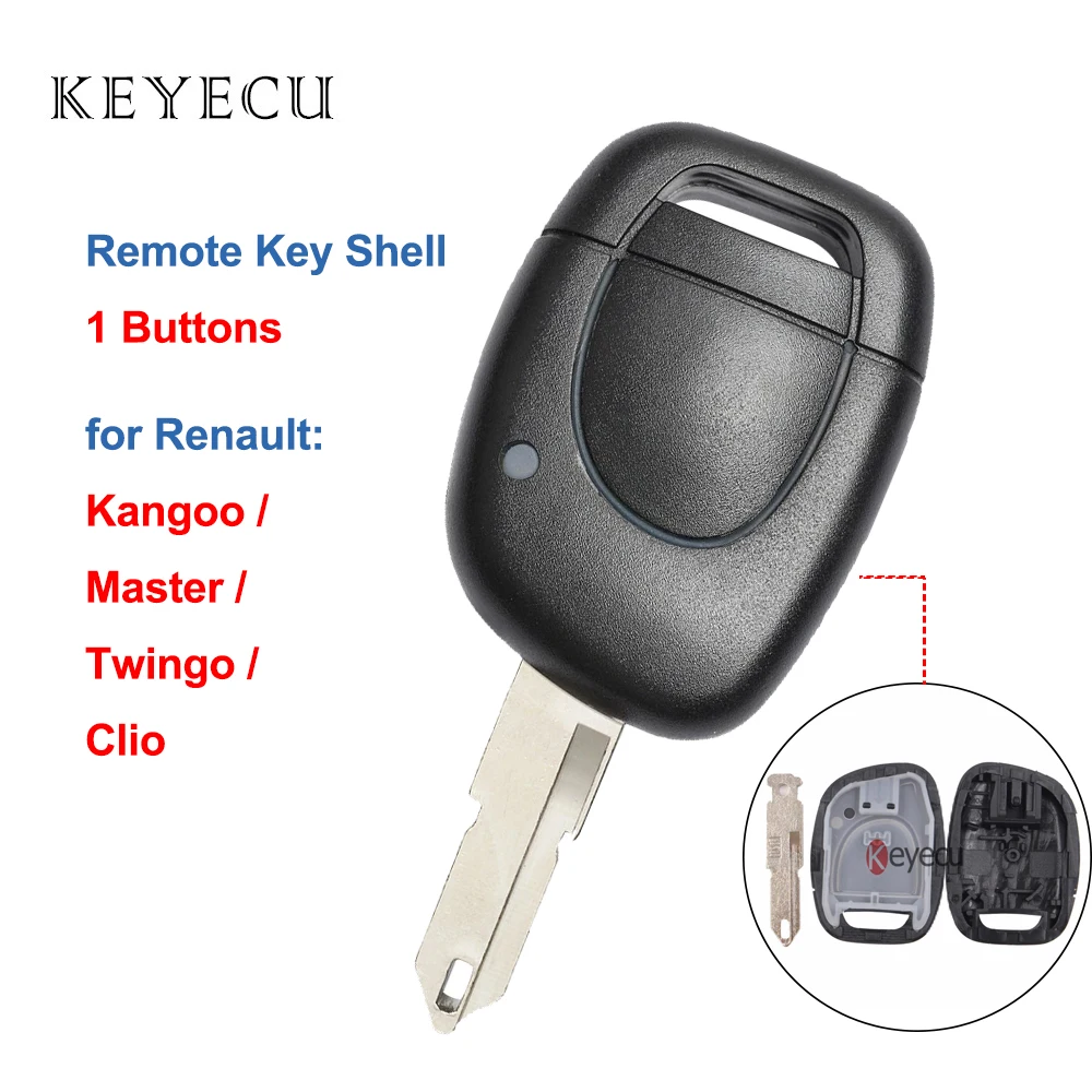 

Keyecu Replacement Remote Car Key Shell Case Frame 1 Button for Renault Twingo Clio Kangoo Master With Blank Blade