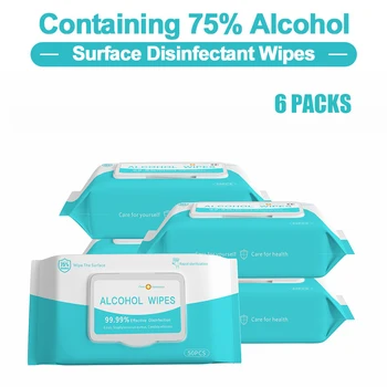 

50Pcs/ Pack 75% Alcohol Wet Wipes Disposable Hands Wipes Disinfect Wet Towel Wet Wipe for Household Daily Protection