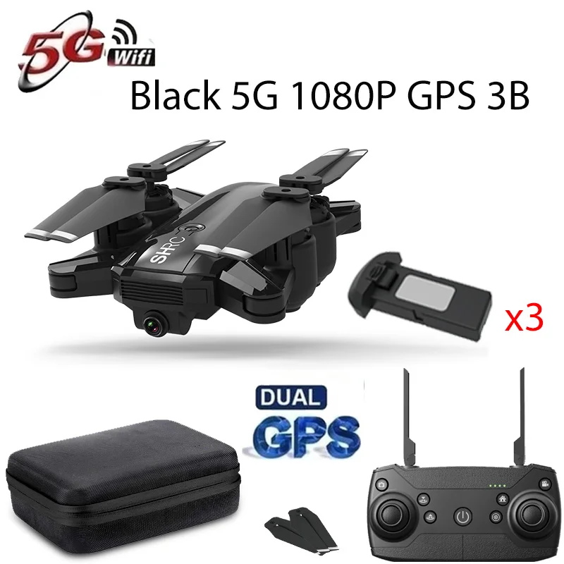 H1 Дрон GPS 5G с камерой Wi-Fi HD PFV зарядное устройство для квадрокоптера один ключ возврата следуют за мной дроны профессиональные игрушки для детей - Цвет: Black 5G1080P GPS 3B