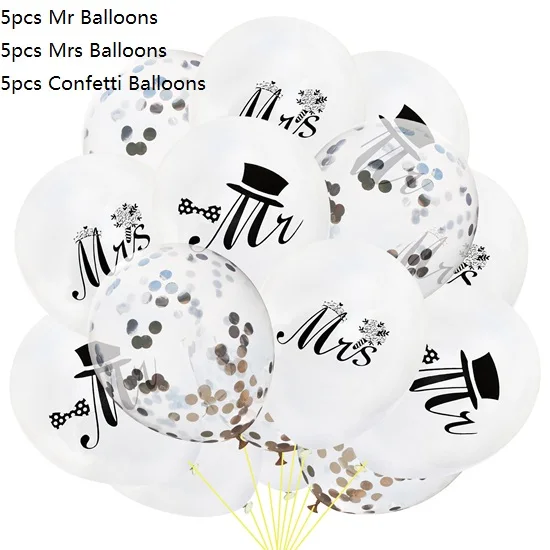 04 Liviorap 15 шт Mr Mrs свадебные украшения, воздушные шары для свадебной вечеринки латексные шары круглые надувные воздушные шары с конфетти - Цвет: 04