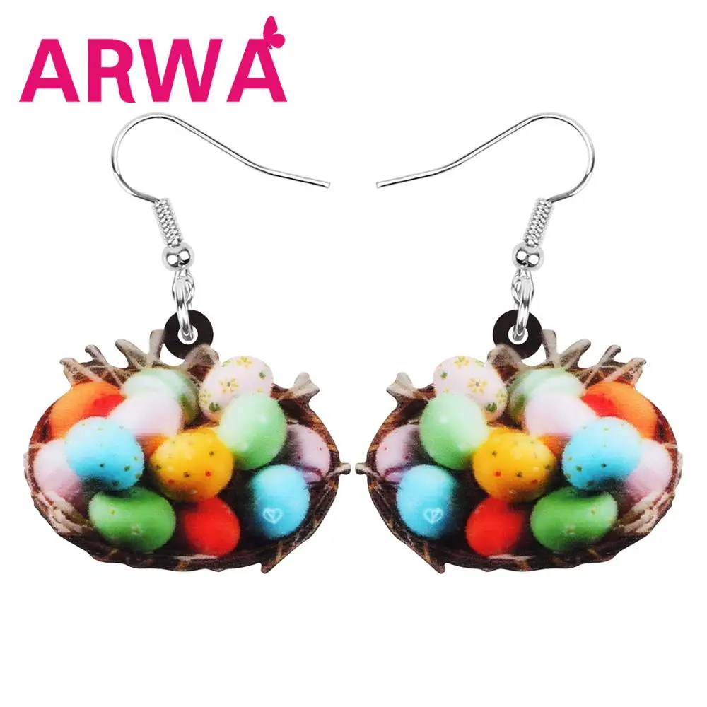 ARWA акриловые красочные серьги с пасхальными яйцами большой длинный принт