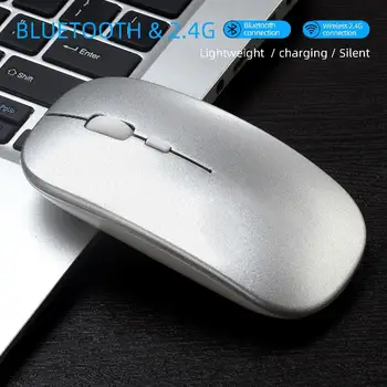 

Dual Mode Bluetooth 4.0 + 2.4GHZ Wireless Computer Mouse Max 1600 DPI USB Optical Super Slim Mute Mouse For PC Laptop