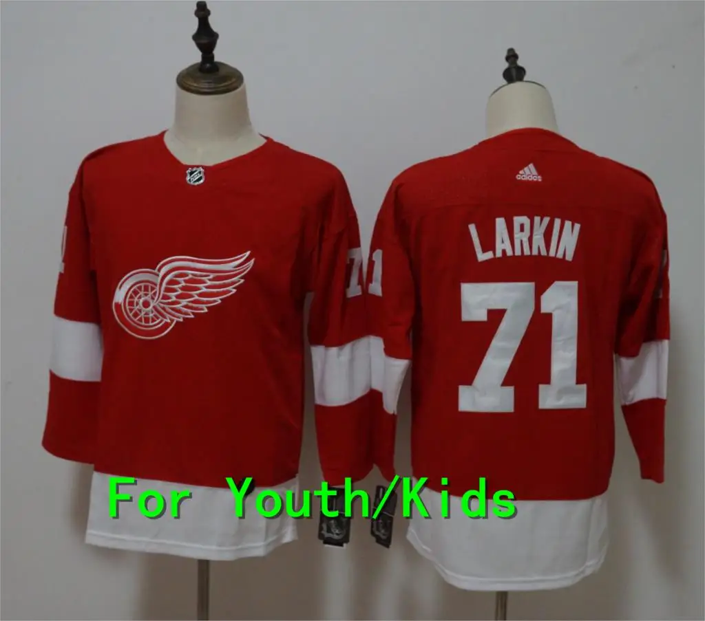 Молодежная вышивка прошитая Детройт Красный#71 Dylan Larkin 40 Henrik Zetterberg 14 Gustav Nyquist 8 Джастин Абделькадер Дети Джерси