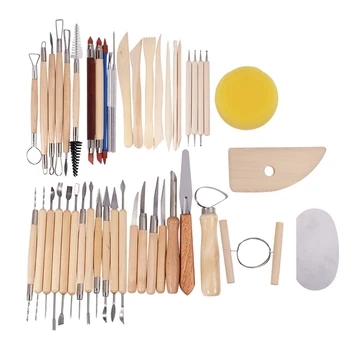 

45Pcs Pottery Tools Clay Sculpting Carving Tool Set Contains Most Essential Wooden Clay Tools for Potters
