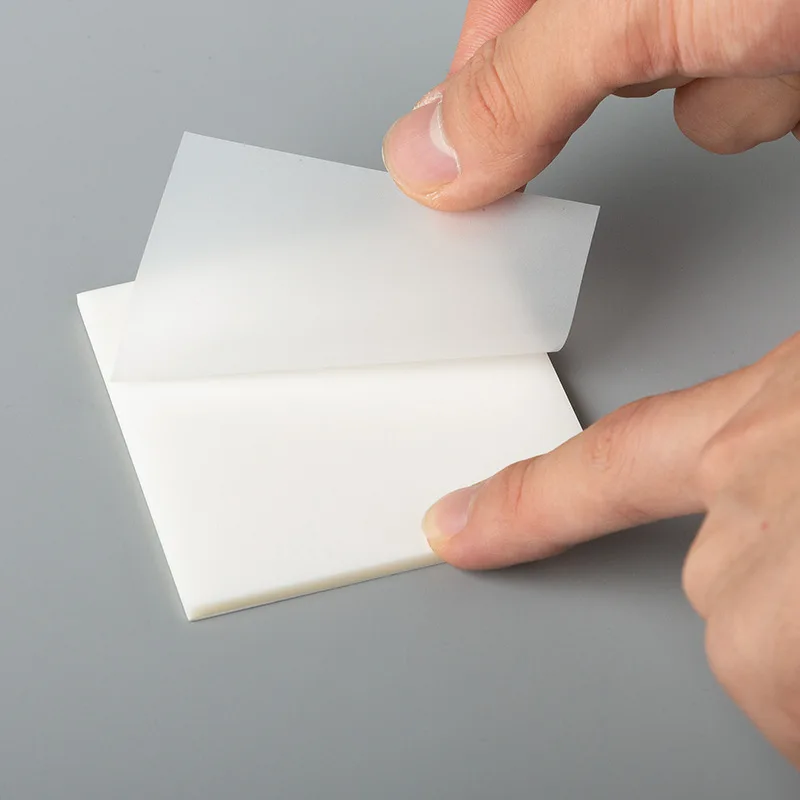 50 Sheets 3 * 3 Inch Transparent Sticky Notes Waterproof PET Memo Clear Sticky Notes Paper Students Notepad Creative Stationery