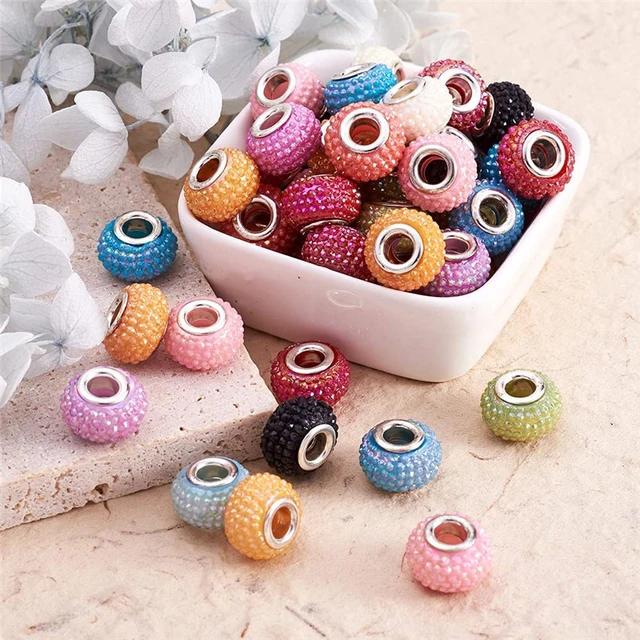 10pcs 11mm Rhinestone Spacer Beads Big Hole Loose Beads For DIY Needlework  Jewelry Making Bracelet Necklace Accessories - AliExpress