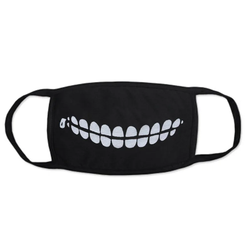 1PCS Black Bilayer Cotton Heart Anime Mouth Mask Anti Haze Dust Washable Reusable Dustproof Mouth-muffle Winter Warm Mask