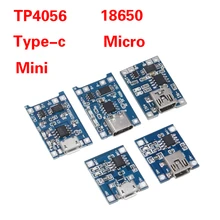 1 pces 5v 1a micro usb 18650 tipo-c bateria de lítio placa de carregamento módulo carregador + proteção dupla funções tp4056 18650