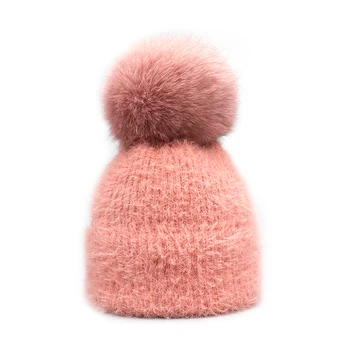 

Adult Hairball Hat Casual Skullies Beanies Women Men Imitation Mink Fur Cap Warm Windproof Outdoor Accessories