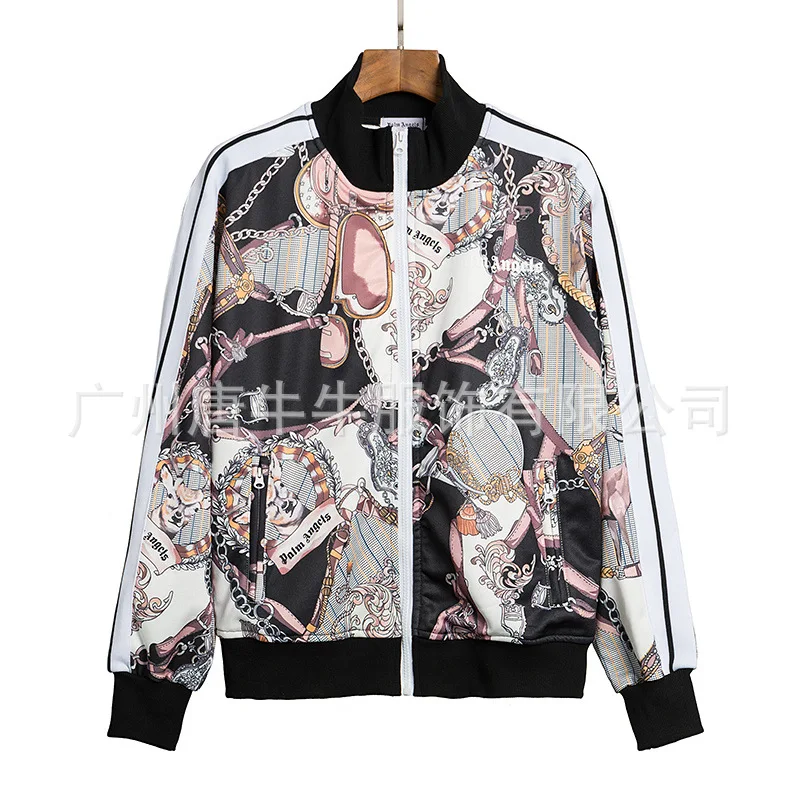 

Europe And America High Street Popular Brand Palm Iron Chain Giraffe Printed Cardigan Zip-up Jacket Hoodie