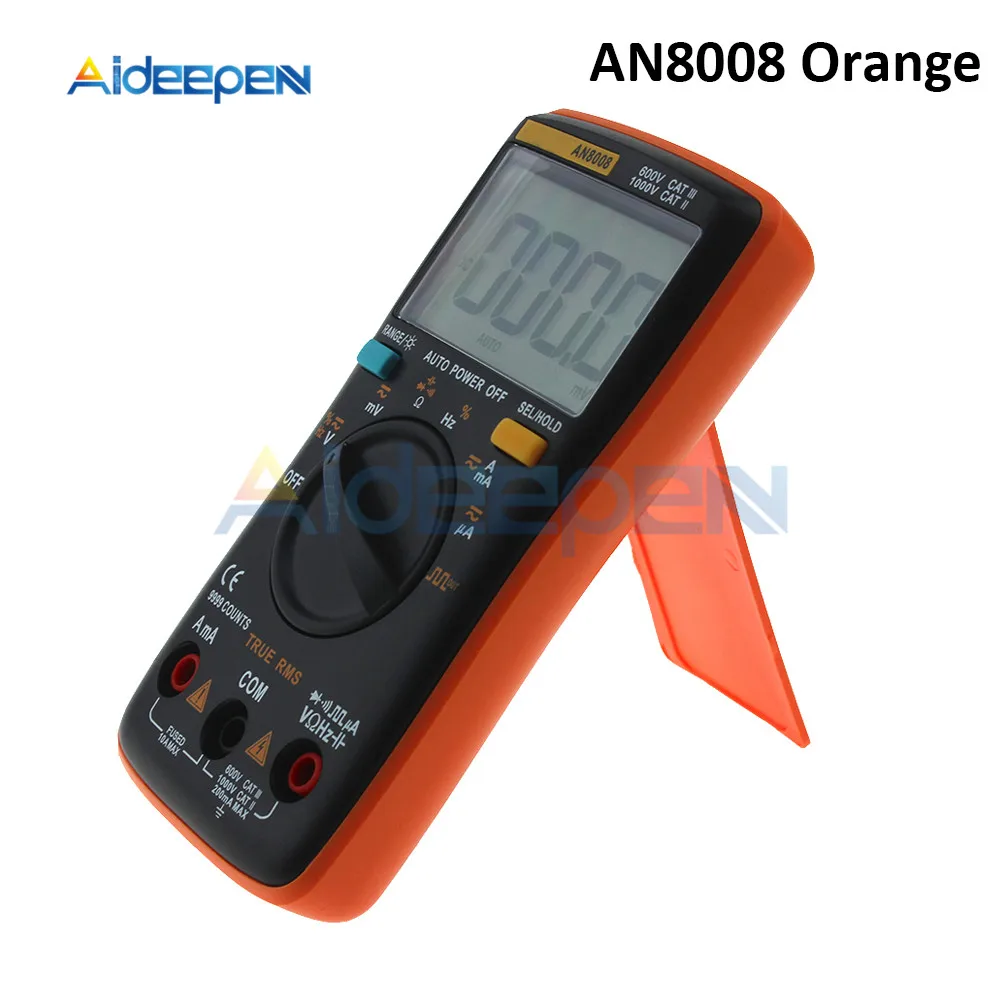 AN8008 Orange AN8008 AN8009 автоматический Диапазон Цифровой мультиметр 9999 отсчетов с подсветкой AC/DC Амперметр Вольтметр Ом Транзистор тестер мультиметр - Цвет: AN8008 Orange