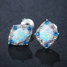 Модные ювелирные изделия изысканные серьги-гвоздики Стразы белый овальный опал серьги для женщин аксессуары богемные массивные серьги