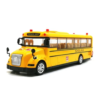 

1:50 Scale Alloy Pull Back Car Model School Bus Model Toy 3 Open Doors with Sound Light for Kids Toy