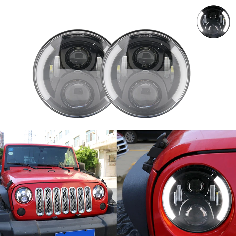 1or 2X 7 дюймовый круглый светодиодный фары фара комплект для Jeep Wrangler JK TJ lada niva 4x4 suzuki