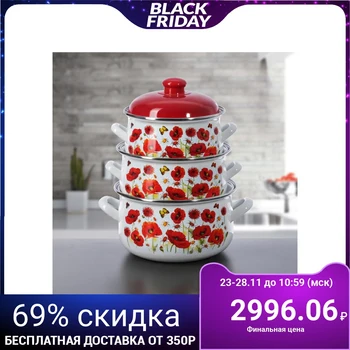 

Set of pots "Poppies", 3 pcs: 2 l, 3 l, 4 l
