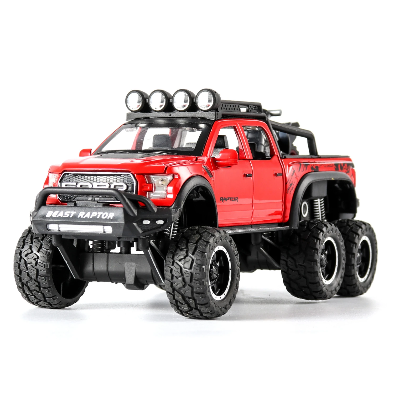 1:32 Ford Raptor F150 металлический корпус двери может быть открытая музыкальная с подсветкой машина литья под давлением игрушечный транспорт горячая модель колеса автомобиля - Цвет: Красный