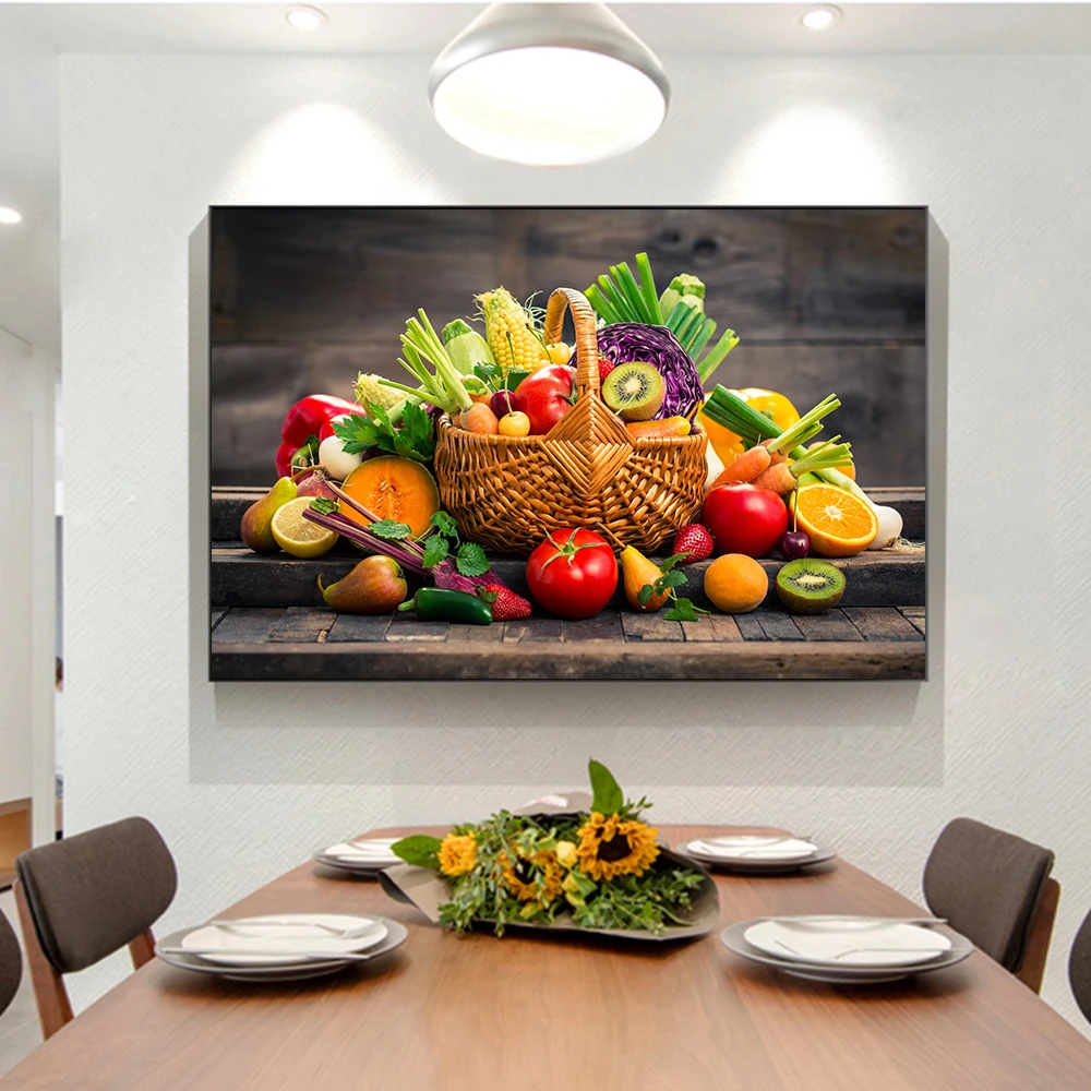 

Modern Fruit and Basket Wall Art Poster Canvas Painting Prints Cuadros for Kitchen Dining Room Decoration No Frame