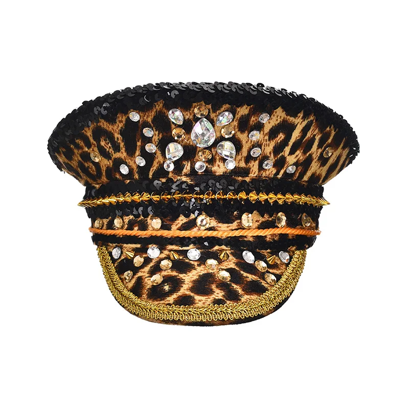 

Retro Leopard with Glasses Hats Fashion Men Women Handmade Steampunk Top Hat For Autumn Winter Warm Party Caps Steampunk Hat