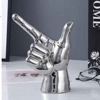 

WU CHEN LONG Nordic Plating Gesture Art Sculpture Finger Figurine Ceramics Craft Home Decoration Accessories Living Room R3815