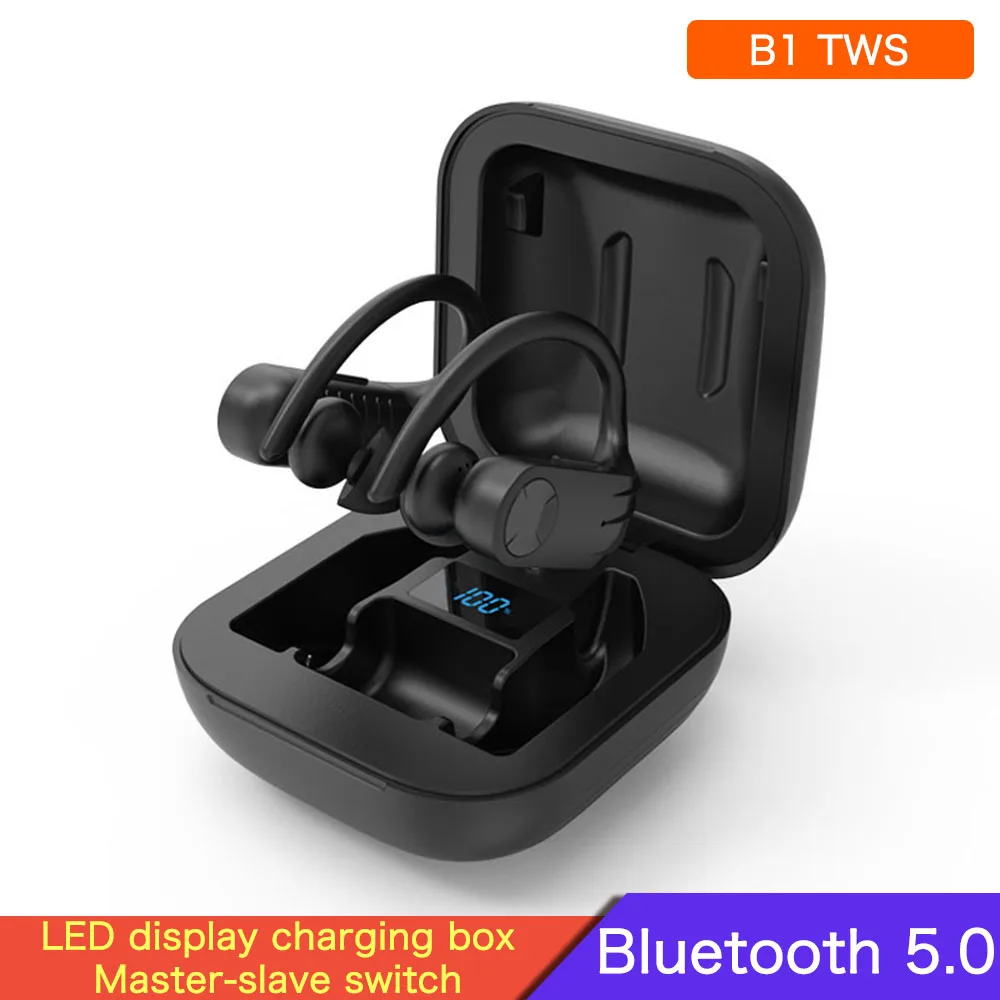 B1 TWS Bluetooth Headphone Wireless Earphone 8D Stereo Sports Headset Waterproof Earburd With Mic LED Display For Android iPhone |