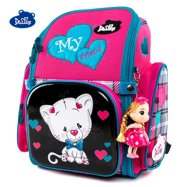 Delune Детские водонепроницаемые школьные сумки ортопедические для девочек 1-4 класса рюкзак для книг Mochila Infantil школьные сумки с мультяшными животными - Цвет: PCS6101
