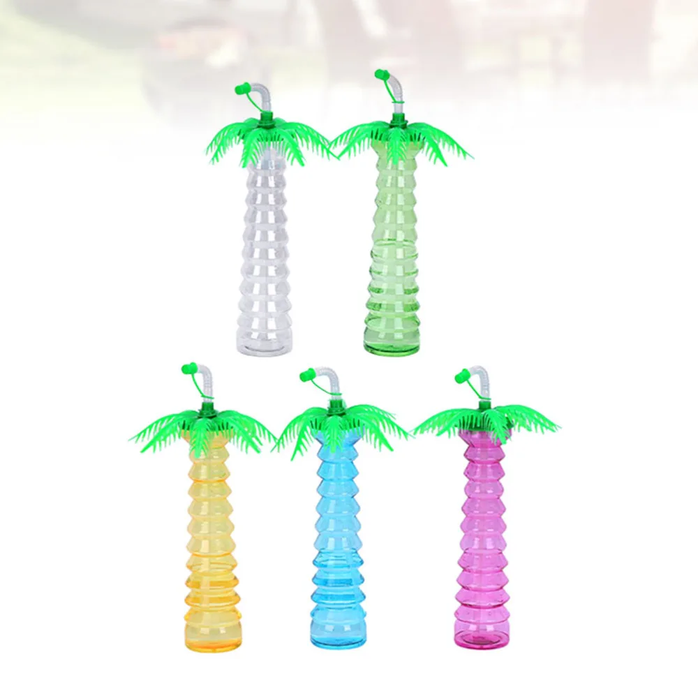 5pcs Bottle Straw Cup Coconut Tree Water Party Table Setup Creative | Дом и сад