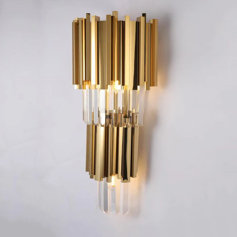 

Manggic New Design luxury Crystal Wall Lamp Luster Gold Applique Wall Fixture Modern Home LED Wall Lamp Height 80cm