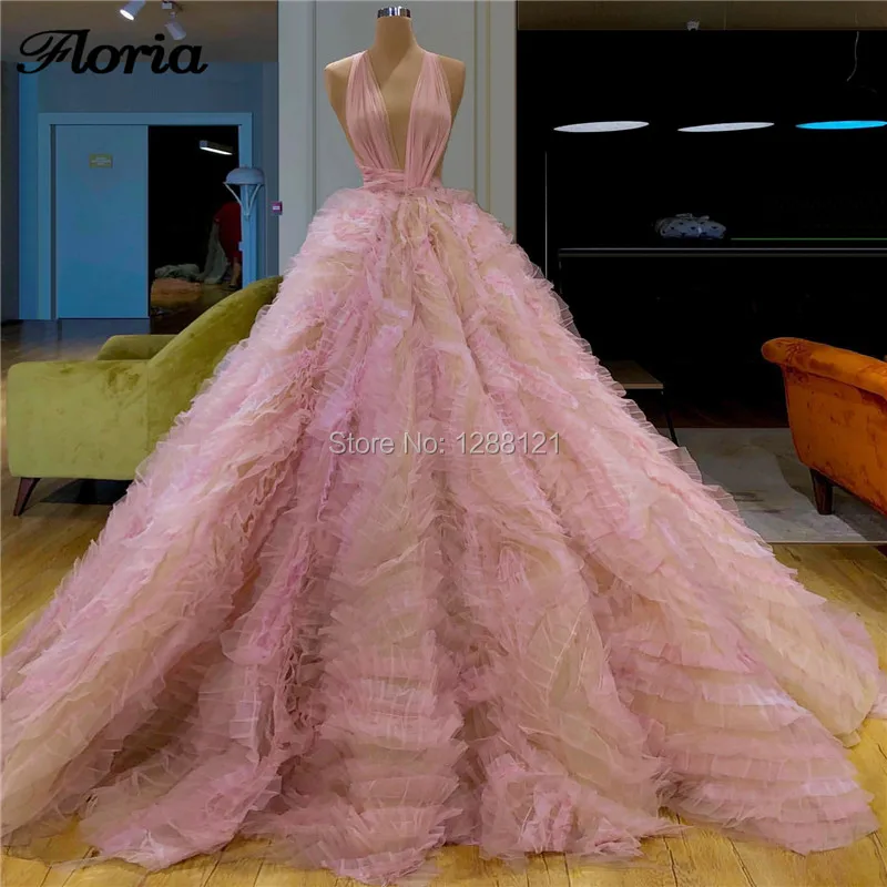 

Multi Color Arabic Evening Dresses Sleeveless Turkish Islamic Formal Prom Dress 2019 Deep V Neck Dubai Party Gowns Celebrity