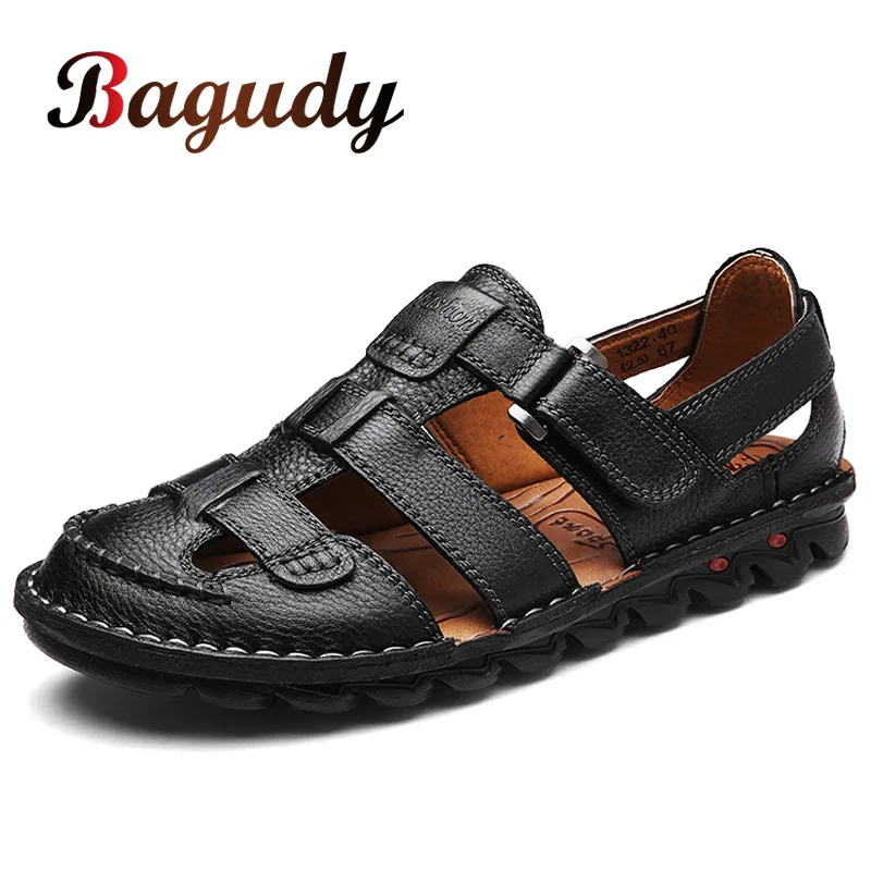 Сандалии мужские из коровьей кожи Классические босоножки ручной работы модные