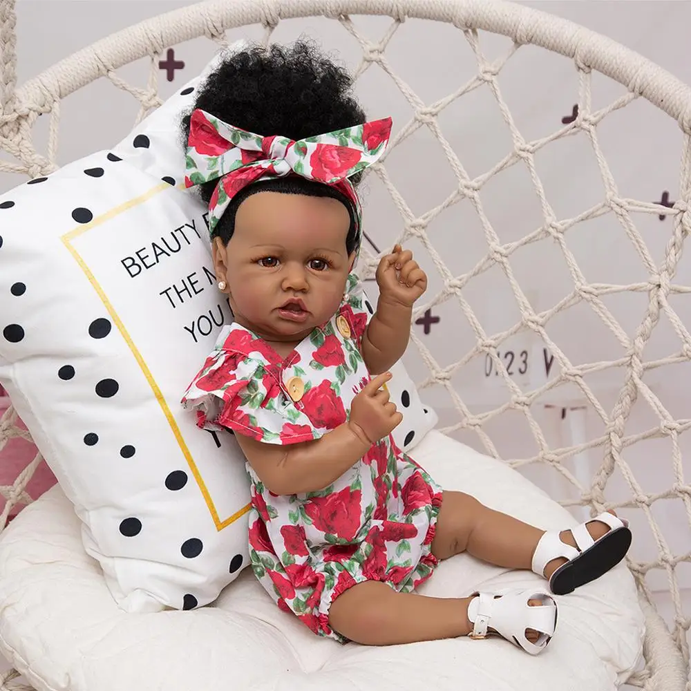 Bebê Reborn Realista 3 D PELE NEGRA 50 CM - Tatuka