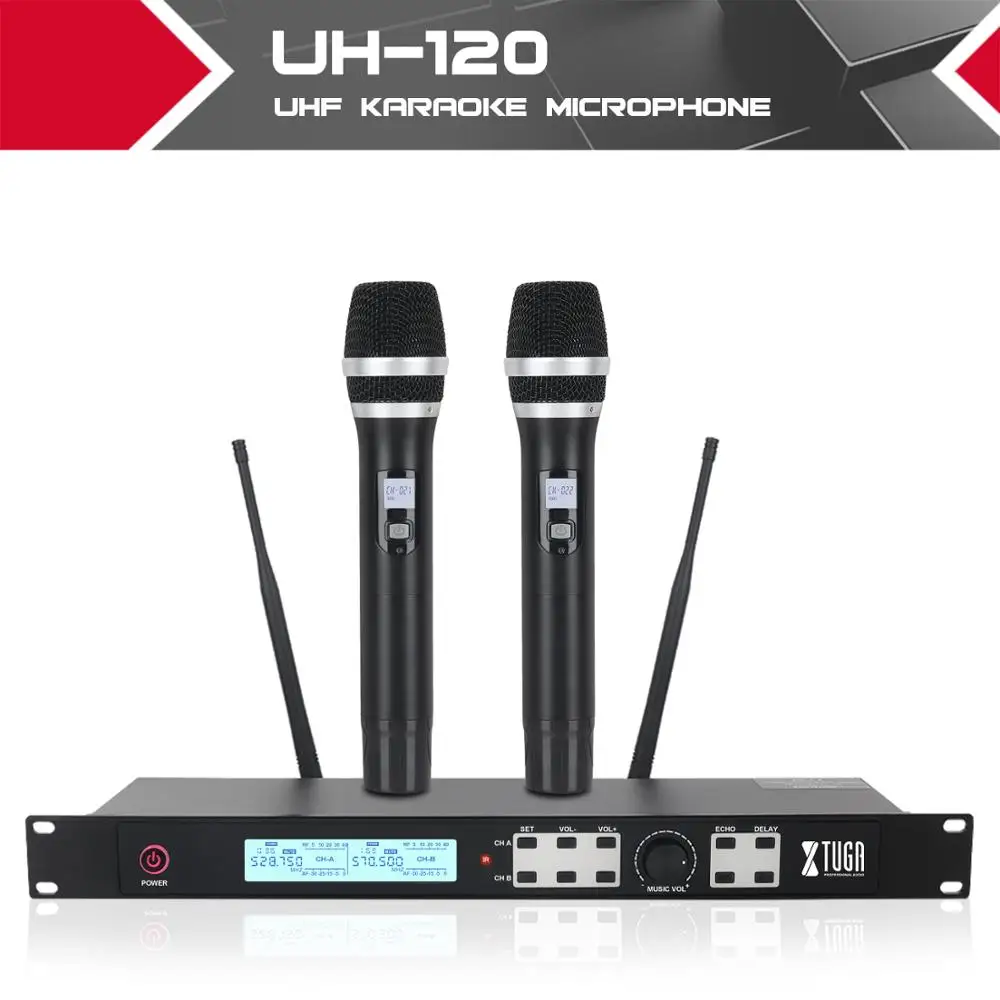 XTUGA UHF Dual Wireless Handheld Dynamic Karaoke Microphone System with