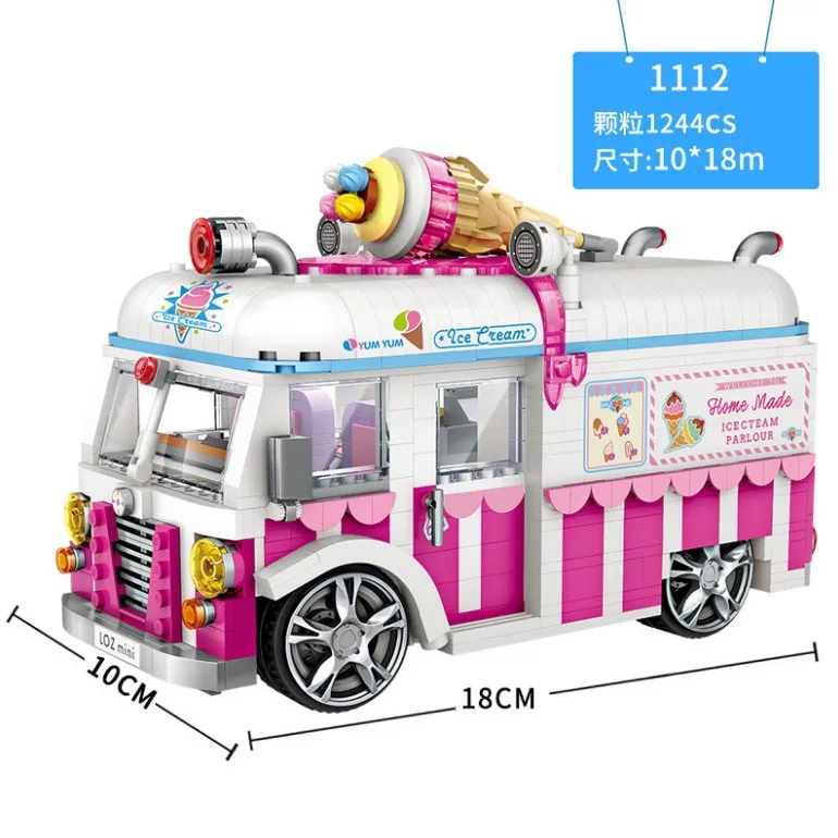 

LOZ Mini Building Blocks LOZ 1112 Mini Ice Cream Car Ice Cream Truck Building Blocks DIY Educational Splicing Toys