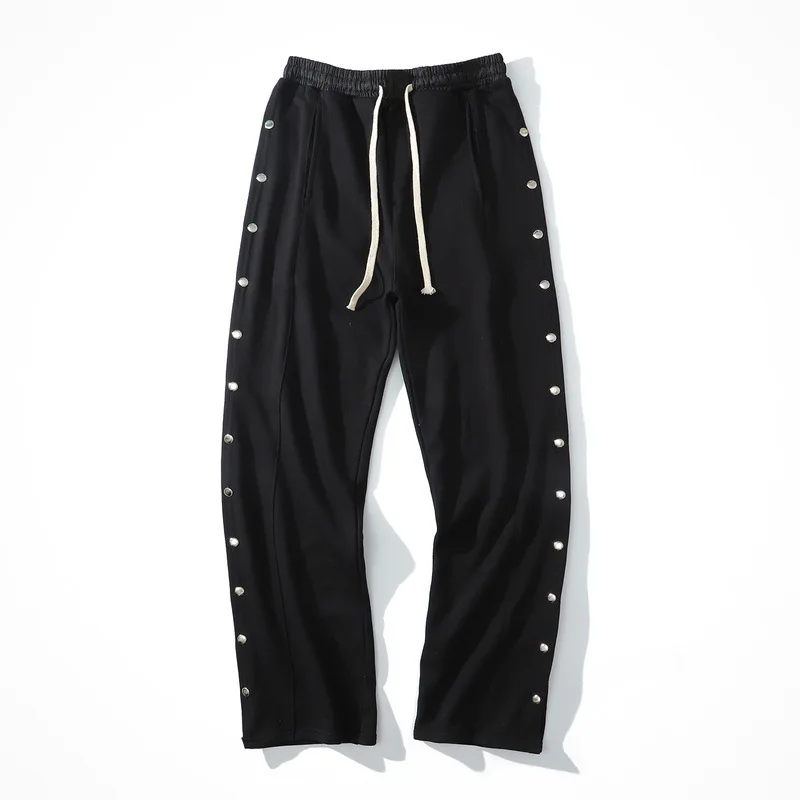 baggy sweatpants GTDOM Men Elastic Waist Straight Long Pants Oversize Solid Color Trouser 2021 New Spring Terry Button Soft Hip Hop Casual Pants running track pants Sweatpants