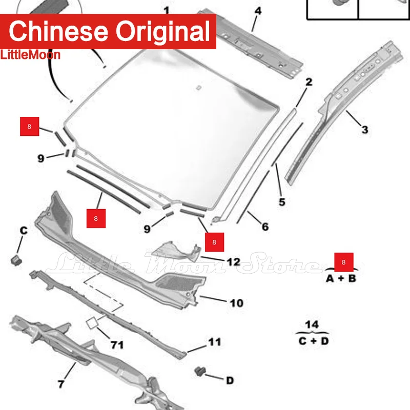 Original rainboard card strip Front windshield lower card strip 8251L3 for Peugeot 307 308 408 Citroen C4 C4Pallas car accessories