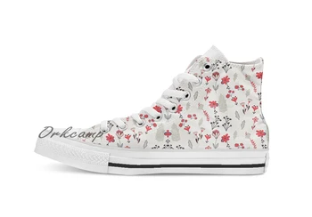 

Red Vintage Floral Pattern Custom Casual High Top lace-up Canvas shoes sneakers Drop shipping