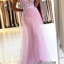 v-образным вырезом ремни бисером длиной до пола Аппликация Оболочка платья выпускного вечера Винтаж спинки назад