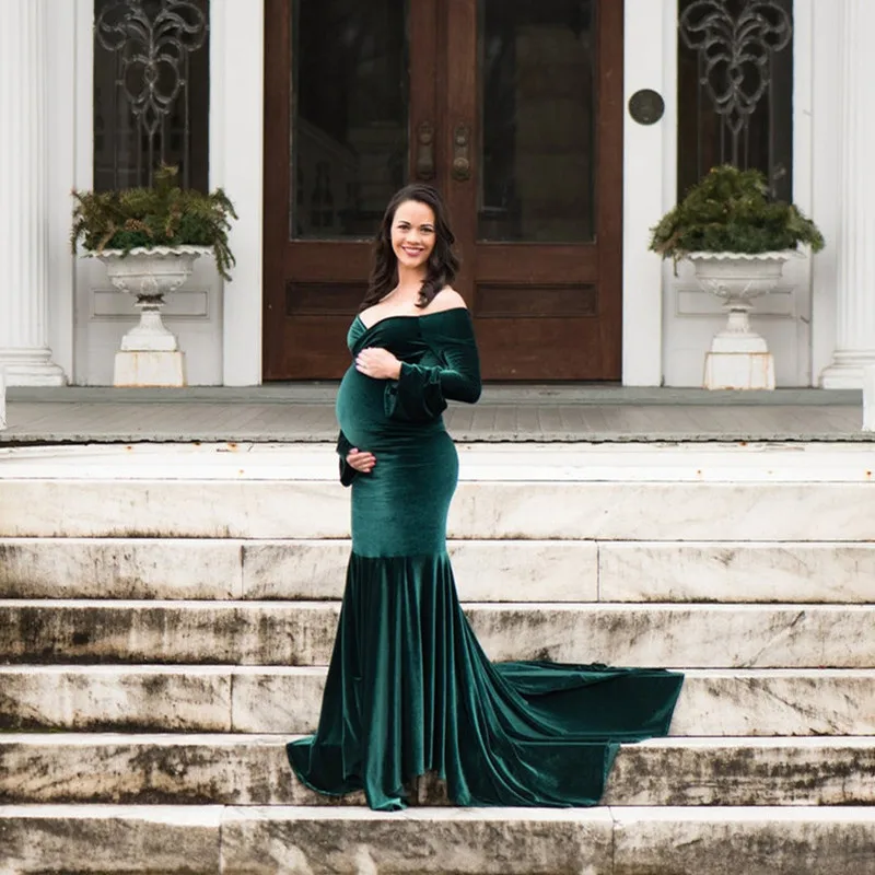Mermaid Velvet Baby Shower Dresses Full 