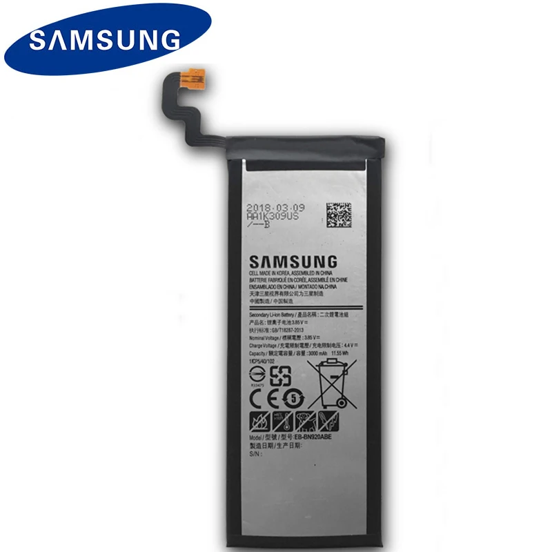 samsung Батарея EB-BN920ABE для samsung Galaxy Note 5 N9200 N920T N920F Note5 SM-N920 N9208 3000 мАч телефон Батарея