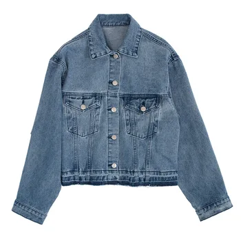 

2019 new short denim jacket, raw short short jacket, women's denim jacket