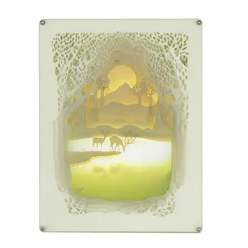 

Light And Shadow Paper Carving Lamp Diy Night Light Acrylic Crystal Frame Remote Control Switch Creative Gift