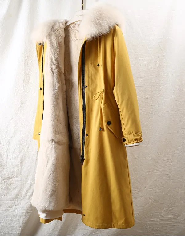 Женская зимняя куртка OFTBUY, с натуральным лисьим мехом на воротнике и капюшоне и съемной подкладкой из кроличьего меха, роскошная длинная парка