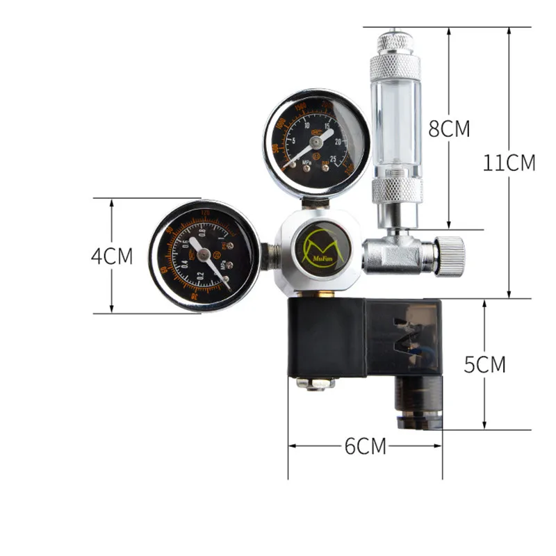 Аквариум G5/8 CO2 Регулятор системы с обратным клапаном Fit Разъем большой двойной датчик дисплей с углекислым пузырьковым регулятором